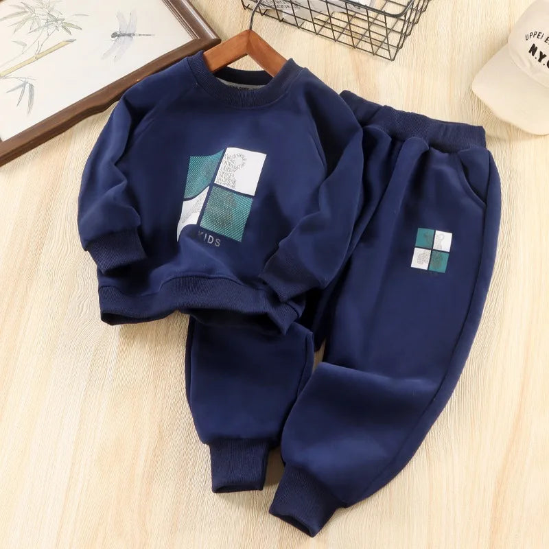 2025 2PC  80-150cm Spring Autumn Baby Boys Tops+ Pants Two Piece Set Kids Print Outfit Trendy Fashion Children's Hoodie Sets