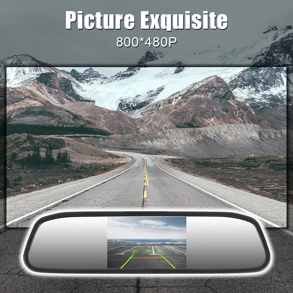 12V Car Interior Mirror Rear View Camera Parking Monitor PDC Parktronics DVD Player 4.3 Inch Screen HD Video Display Accessories