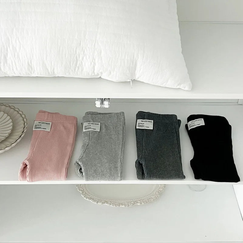 Solid color leggings，Spring new arrivals for girls，Fashionable bell-bottom pants，Versatile and slimming when worn outdoors