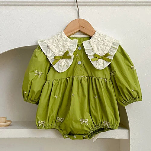2024 New Autumn Sister Clothes Baby Girl Romper Kids Princess Dresses Long Sleeved Cotton Embroidery 2-6Yrs Girl Party Dress
