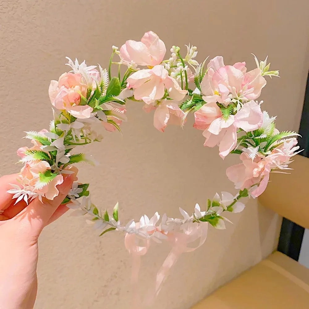 Girl Flower Wreaths Garland Crown Diadem Wedding Baroque Hairband hair flower Crown Bridal Headband Fairy Princess Hair Tiaras