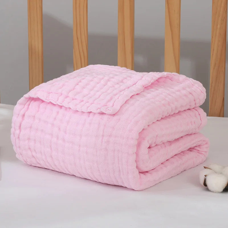 6 Layers Muslin Swaddle Baby Blankets Newborn Cotton Baby Blanket Bath Quilt Solid Newborn Swaddle Baby Boy Girl Blanket