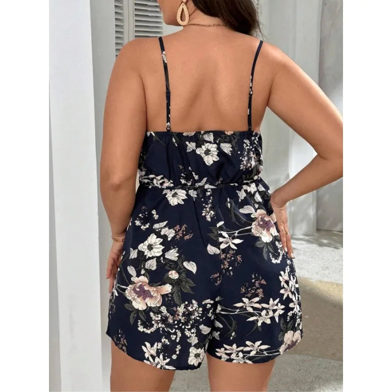 Plus Size 1XL-5XL New Women's Fashionable New Bohemian Style Jumpsuit Ladies Casual Floral Print Comfortable Versatile Jumpsuit