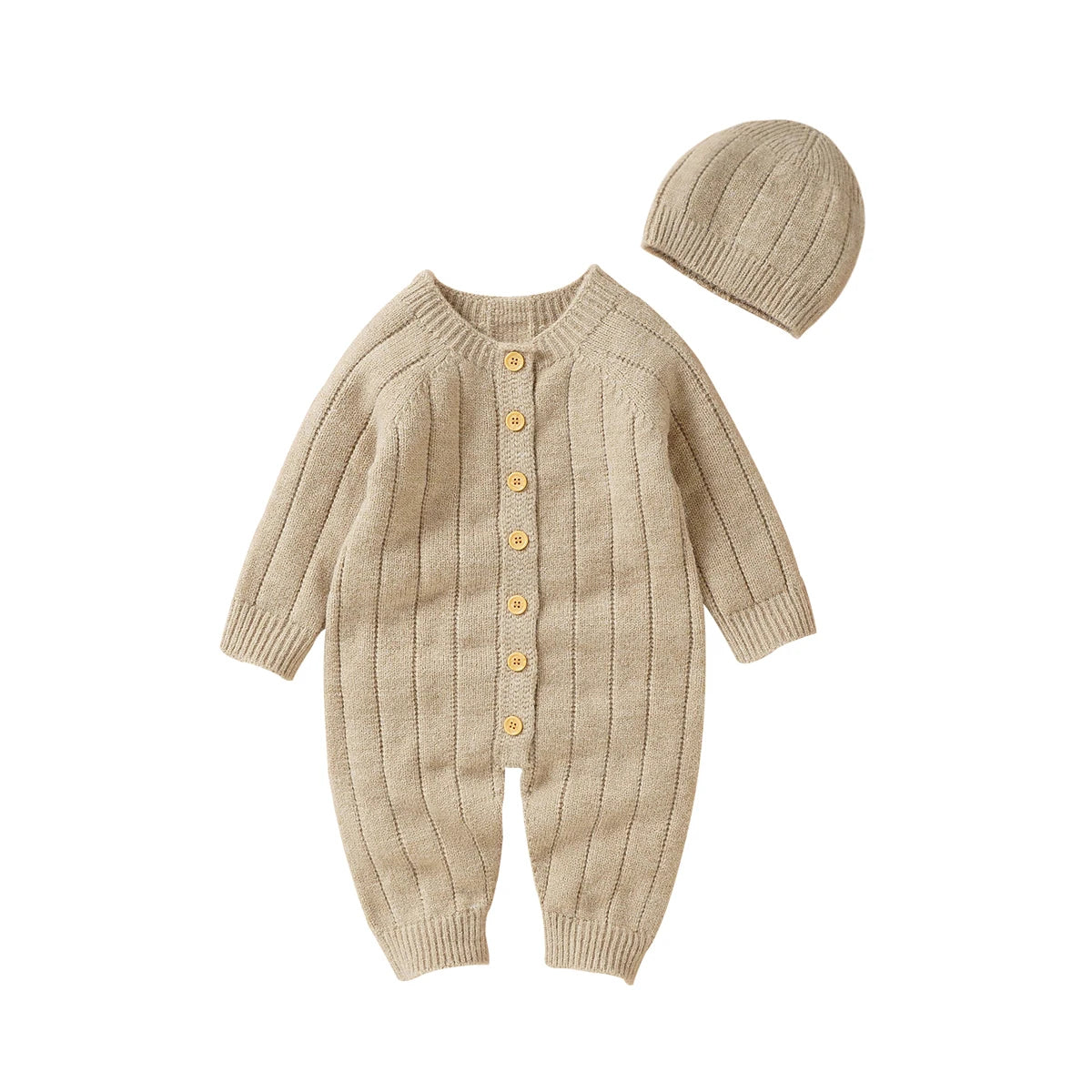 Baby Boys Girls Rompers Spring Autumn Long Sleeve Newborn Netural Candy Color Jumpsuits Hats Outfits 2pcs Infant Toddler Clothes