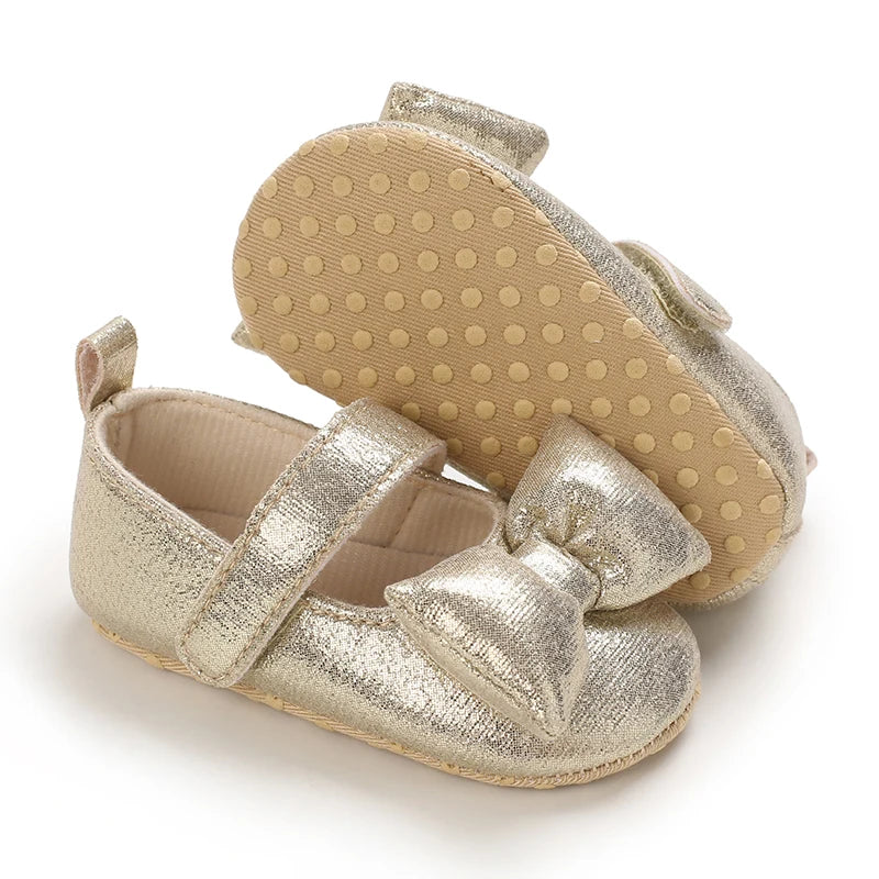 New Spring Gold Baby Shoes Elegant Breathable Cloth Sole First Walkers for Girls 0-18 Months