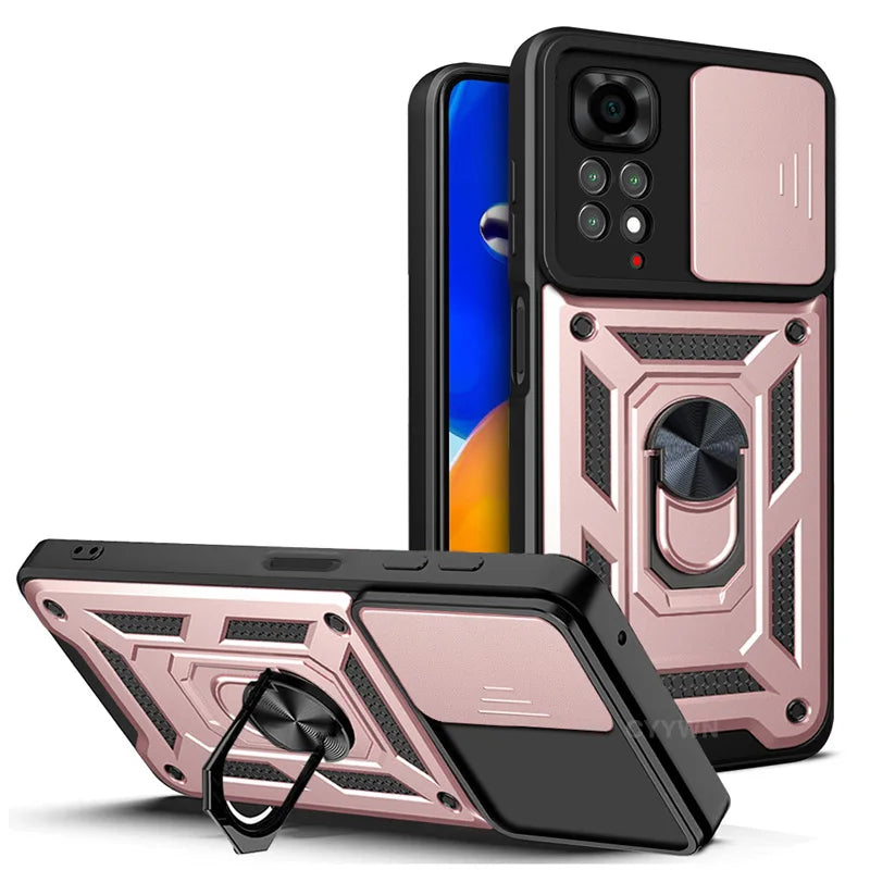 Slide Camera Lens Protector Armor Case For Redmi Note 13 12 11 10 Pro Plus 10s 11s 12s 13C 12C Military Grade Bumpers Ring Cover