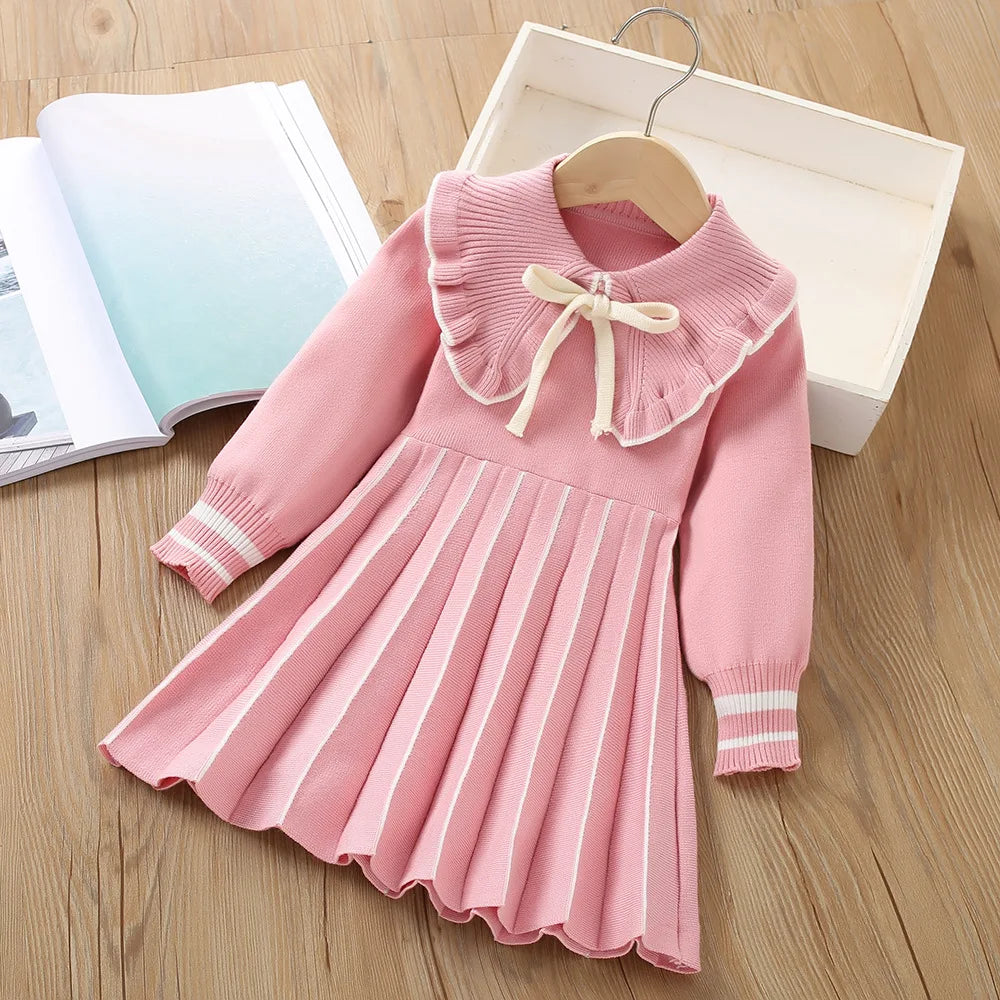 Girls Dress Winter Knitting Sweater Dress Autumn Long Sleeve Princess Dress Vestidos Warm Toddler Girl Clothes Kids Clothing