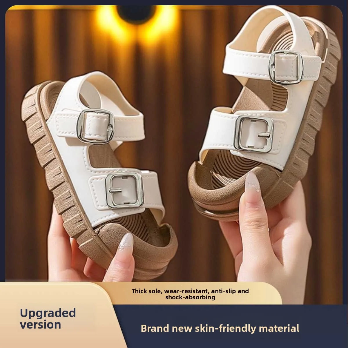 Fashion Solid Korean Kid Sandals Summer New Versatile Anti Slip Soft Bottom Girl Boy Beach Sandal Kindergarten Anti Kick Sandals