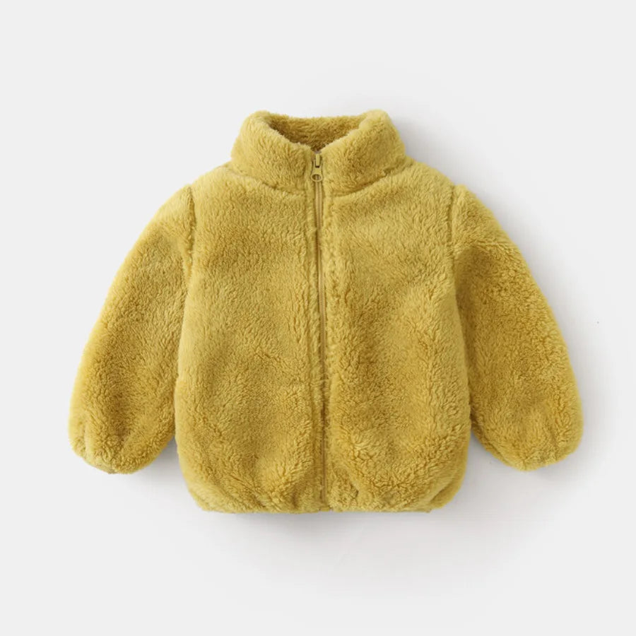 Boys Girls Solid Color Outerwear New Style Fashion Casual Plush Coats Simple Fashion Wear Casual Autumn Winter Jacket For Kids