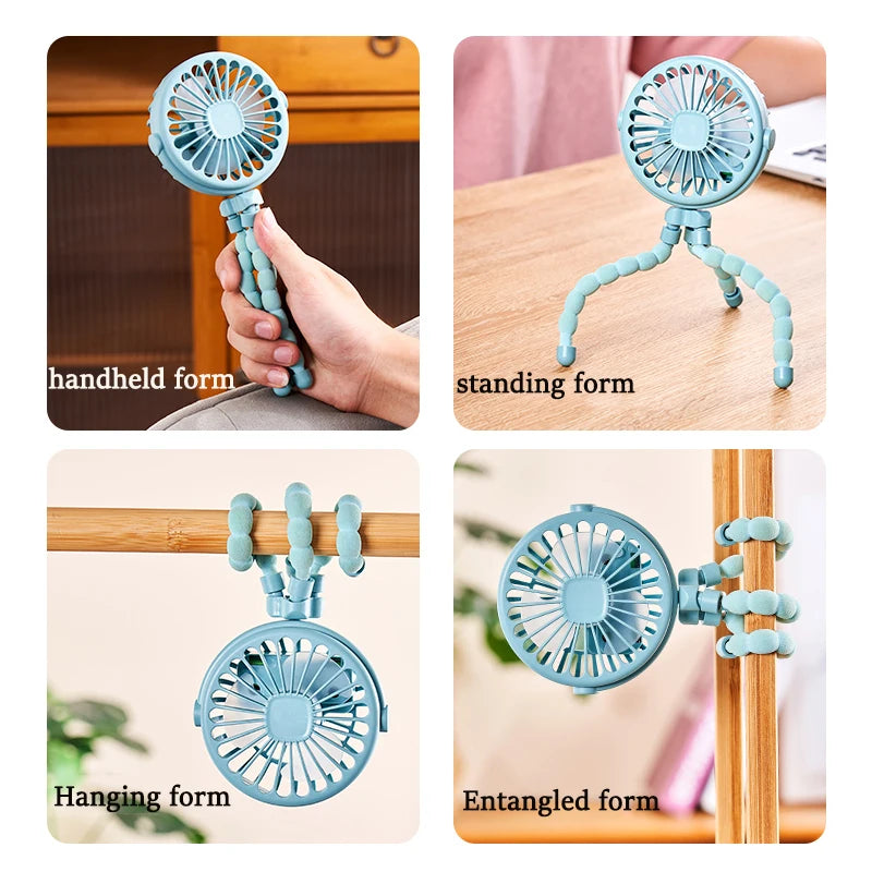 Fan for Cart Stroller Fans Portable Outdoor Fan Clip On for Baby 500mAh USB Rechargeable Handheld Electric Fan for Home 3 Speeds