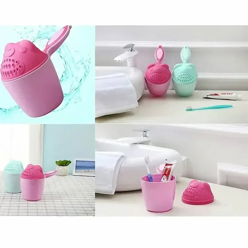 Cute Cartoon Baby Bath Spoons Baby Shower Toddle Shampoo Cup  with Protect Kid Eyes Washing Hair Cup Kids Bathing Tool
