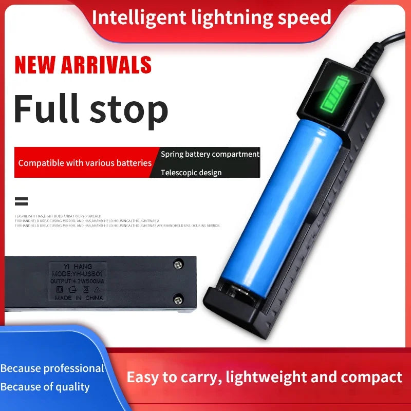 18650 Battery Charger 1/2/4 Slots Dual 18650 Charging 3.7V  Rechargeable Lithium Battery USB Charger For 16340 14500 18650