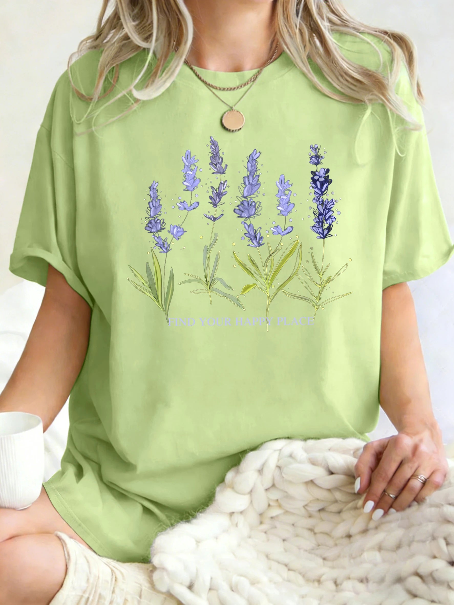 Beautiful Of Lavender Design Women T-Shirt Casual Breathable Short Sleeve Cotton Oversized Tops Summer O-Neck Woman T Shirts
