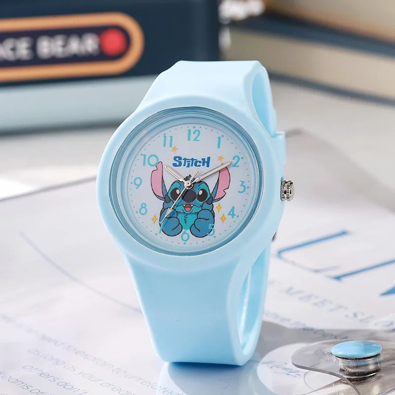 Stitch Boy and Girl Cartoon Children's Watch Fashion Student Watch Quartz Dial Silicone Sports Strap Holiday Gift