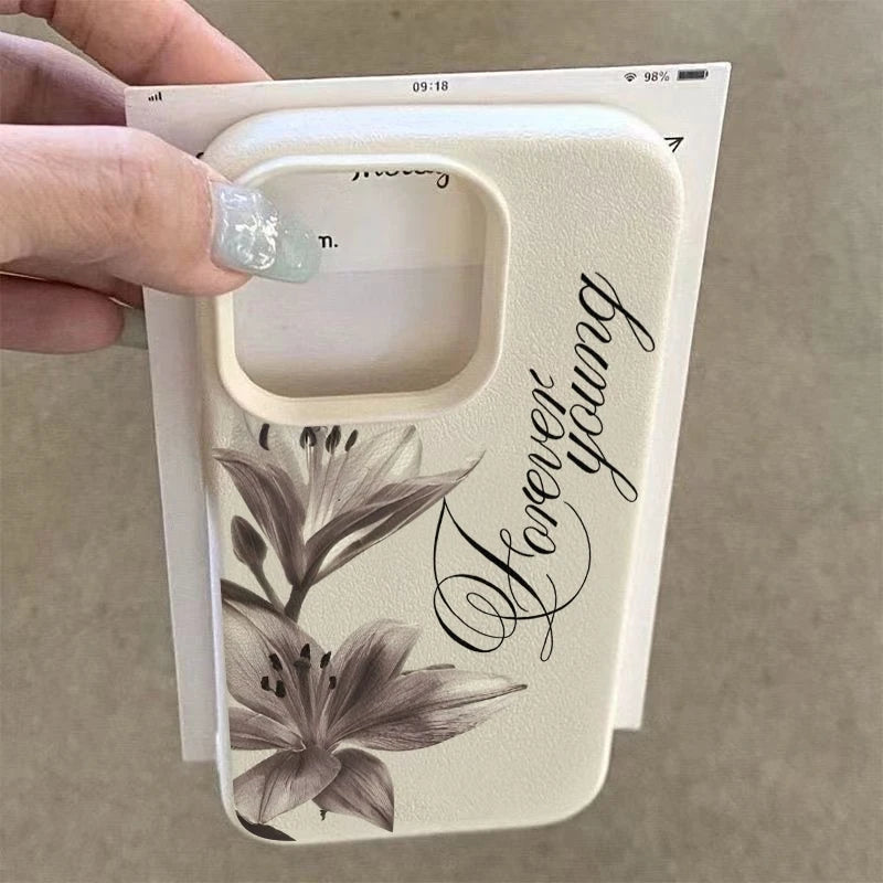 Ink-style Lily Pattern Phone Case For iPhone 17 Pro Max 16 15 14 13 12 11 XS Max X XR 7 8 Plus 16E 17 Air Shockproof Soft Cover