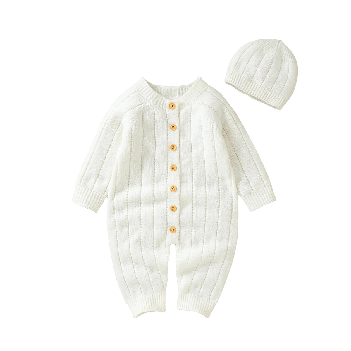 Baby Boys Girls Rompers Spring Autumn Long Sleeve Newborn Netural Candy Color Jumpsuits Hats Outfits 2pcs Infant Toddler Clothes