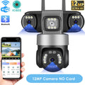 12MP Outdoors Wifi Camera 6K HD Triple Lens Triple Screens PTZ IP Security Camera Human Auto Tracking Waterproof CCTV Cam ICSEE