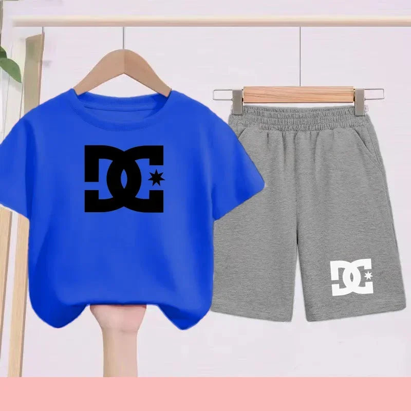 Ensembles d'été Enfants 3-13 Ans Imprimé Mignon T-shirt Sport Manches Courtes + Shorts Décontractés Garçons Filles Tenues Cadeau