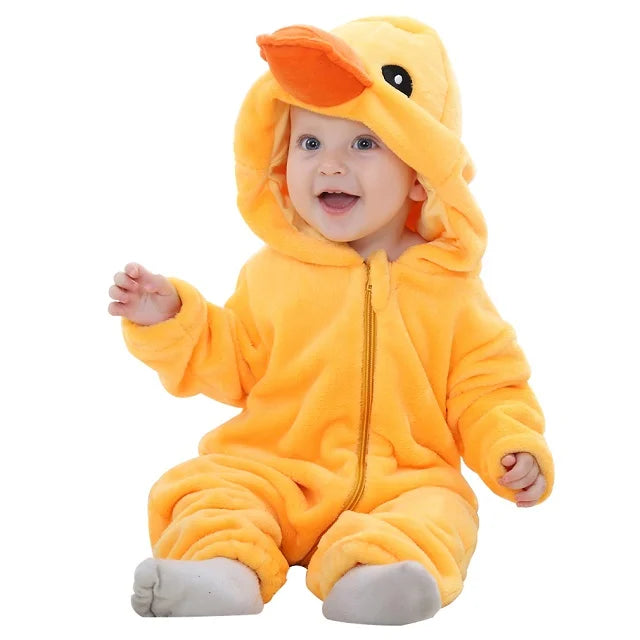 MICHLEY New Easter Rabbit Baby Rompers Winter Hooded Flannel Toddler Infant Clothes Overall Bodysuits Jumpsuit Costume For Kids