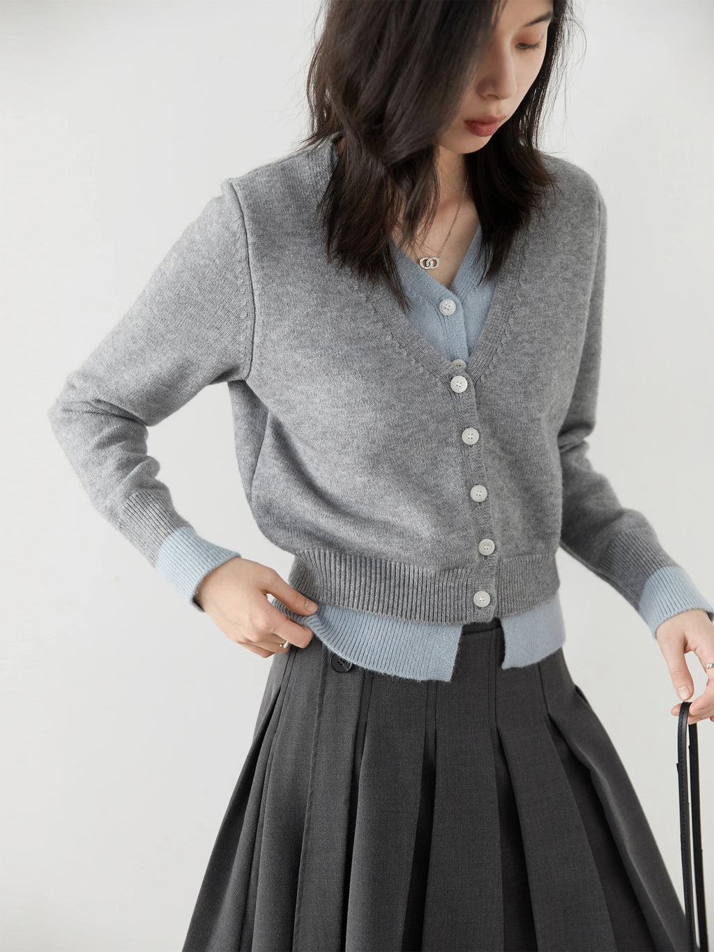 CHIC VEN Women Cardigan Casual V-neck Single Breasted Contrast Female Knitted Sweaters Long Sleeved Jumpers Spring Autumn