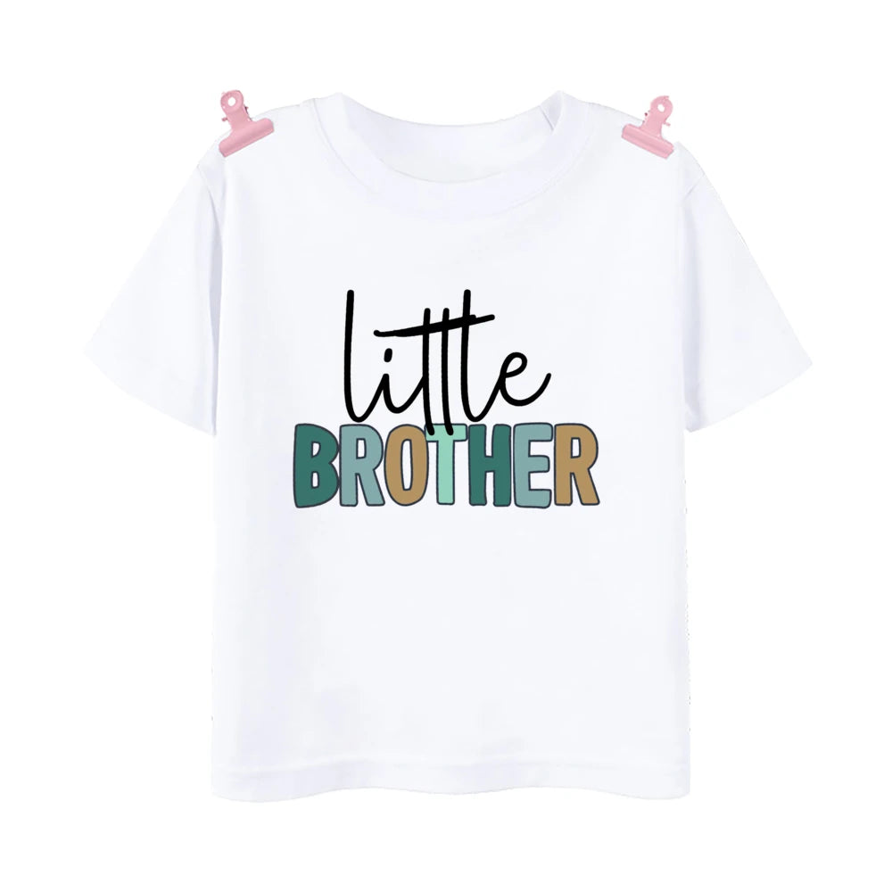 Big Bro Big Sis Little Bro Lilttle Sis Print Family Matching Shirt Boys Girls Sibling Tee T-shirt Kids Summer Short Sleeve Tops