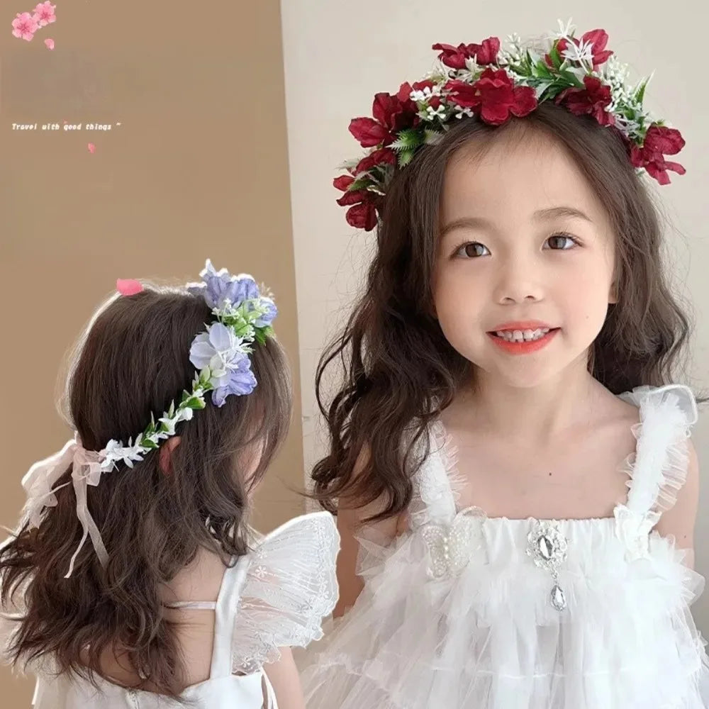 Girl Flower Wreaths Garland Crown Diadem Wedding Baroque Hairband hair flower Crown Bridal Headband Fairy Princess Hair Tiaras
