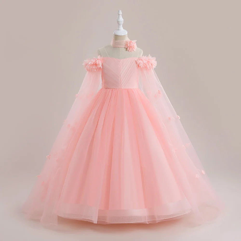 Flower Girls Bridesmaid Dress For Weddings Lace Elegant Kids Birthday Party Princess Dresses 6 10 14 Yrs Teenager Prom Formal
