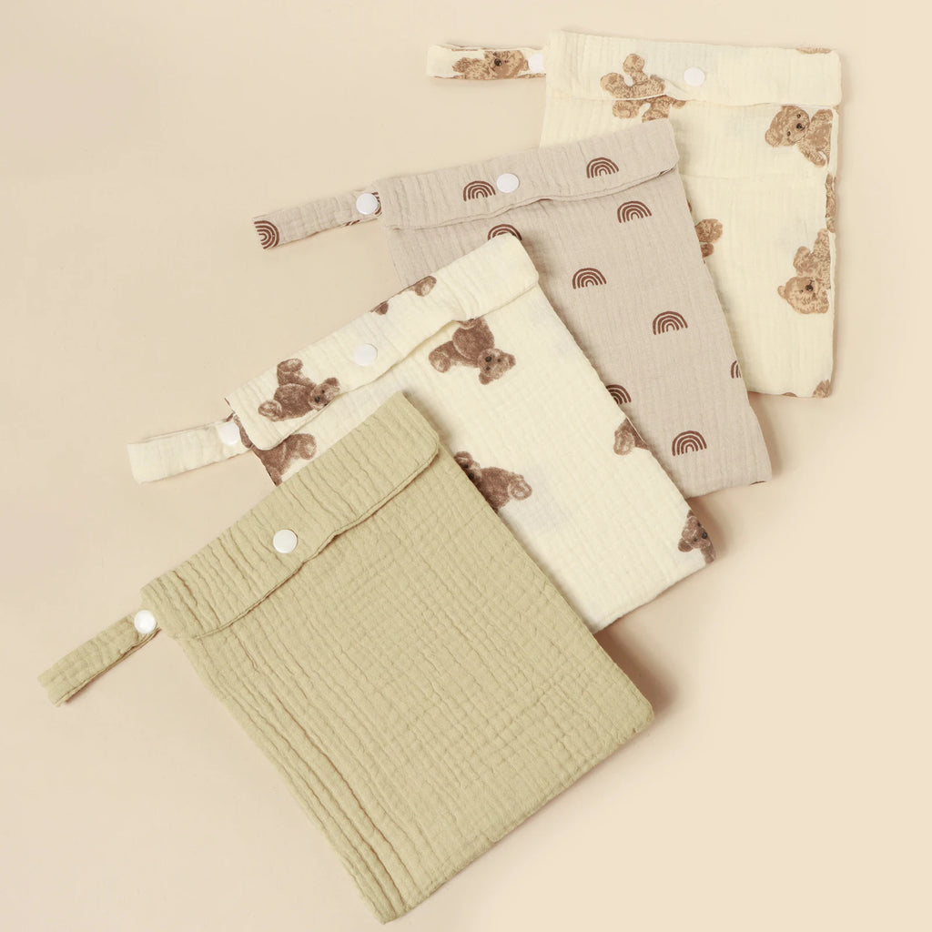 100%Cotton Multi Functional Foldable Single Pocket Baby Outdoor Diaper Storage Bag Baby Bottle Stroller Hanging Bag