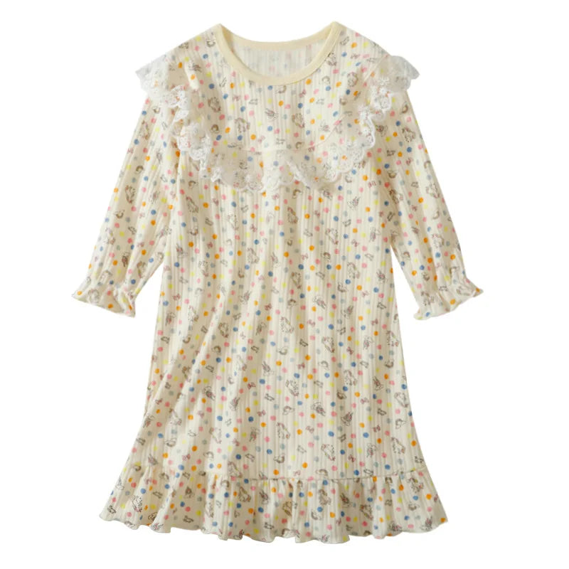 New Delivery Children Clothes Baby Autumn Spring Long Sleeve Pajama Nightdress Home Clothes 110-170 Students Strawberry Cotton
