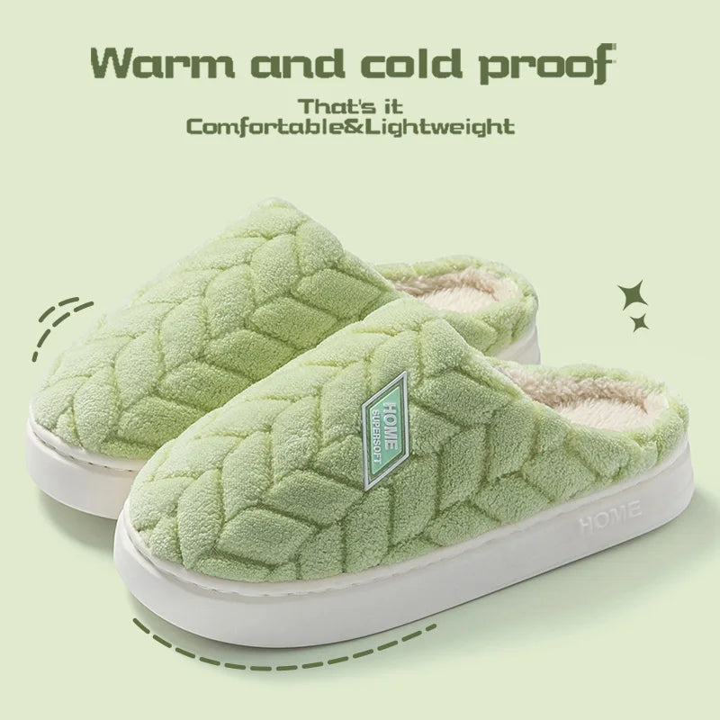 Cotton slippers men's winter new couple indoor home warm and non slip plush bag with cotton shoes women's added velvet