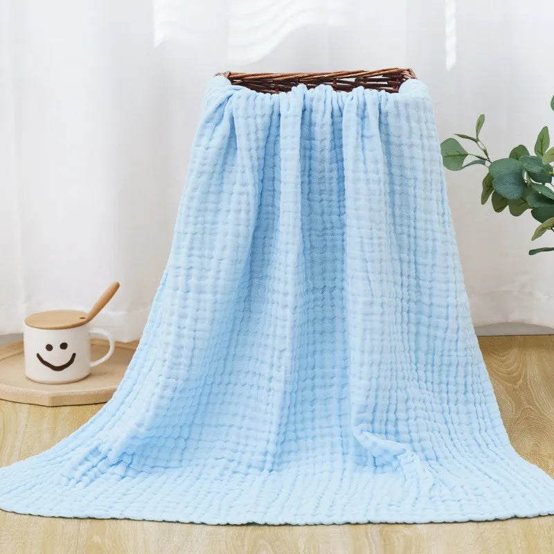Kids Muslin Cotton Sleeping Blanket Bath Towel 110x110cm Strong Water Absorption 6 Layers Baby Breathable Bedding Muslin Blanket