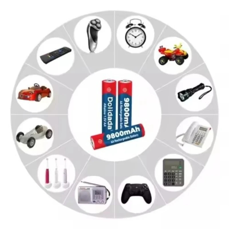 1.5V AA 9800mAh Rechargeable battery 100% original high-quality AA for LED lights, toy cameras, microphone battery
