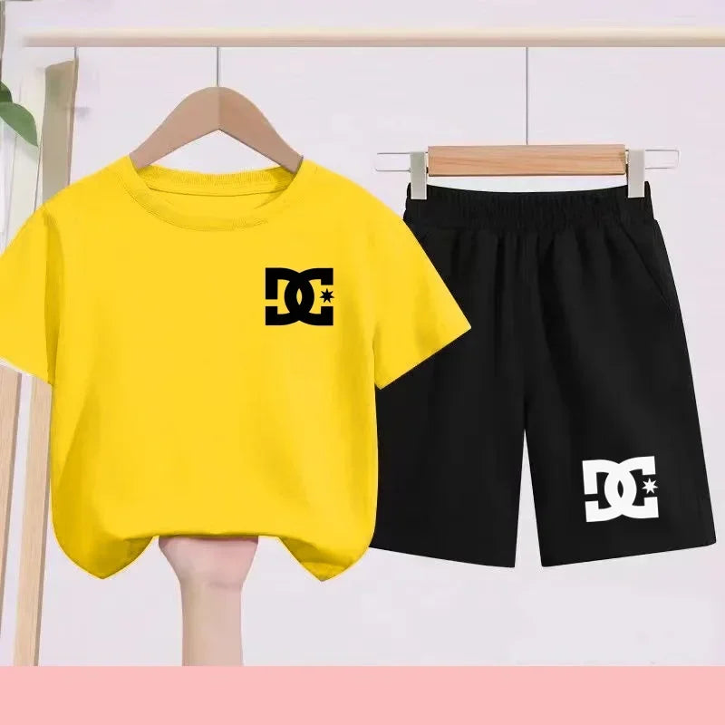 Ensembles d'été Enfants 3-13 Ans Imprimé Mignon T-shirt Sport Manches Courtes + Shorts Décontractés Garçons Filles Tenues Cadeau