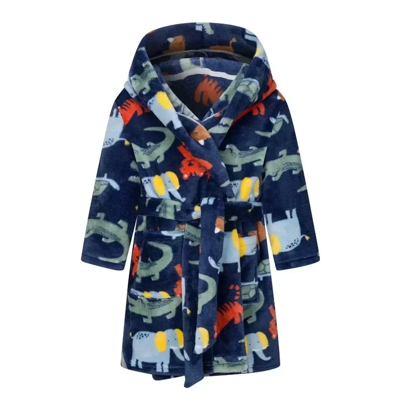 Kids Bathrobe for Girl Children Clothing Girl Flannel Bath Robe Clothes Boy Cartoon Night Robe Kids Pajamas For Girl 2-12 years