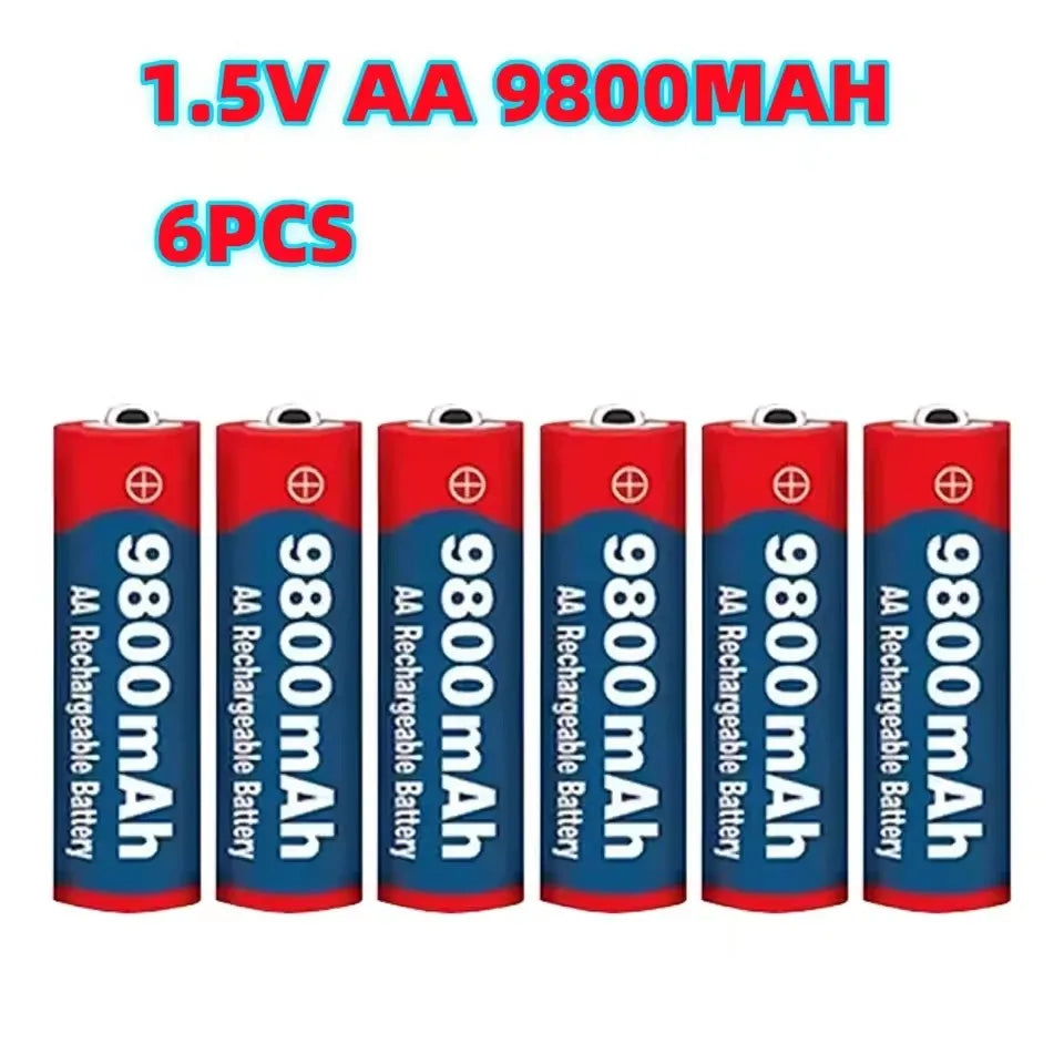 1.5V AA 9800mAh Rechargeable battery 100% original high-quality AA for LED lights, toy cameras, microphone battery