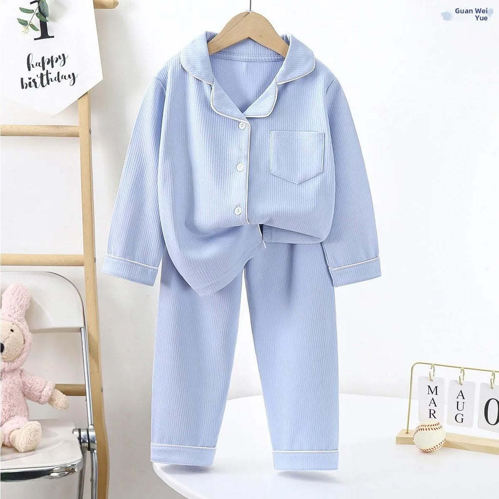 New Arrival Children's Sleepwear Long Sleeve Home Clothes Set for Boys And Girls Soft Breathable Polyester Fiber Harlan Pants