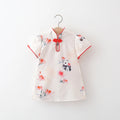 Baby Girl Dress Summer Fan Lotus Flower Girl, Chinese Style Dress Children'S Cheongsam Dress
