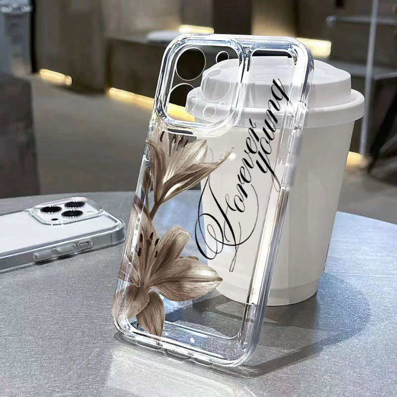 Vintage Lily Floral And English Art Design Phone Case For iPhone Air 17E 17 16 15 14 13 12 11 Pro Max XS XR X 7 8 Plus 16E Cover