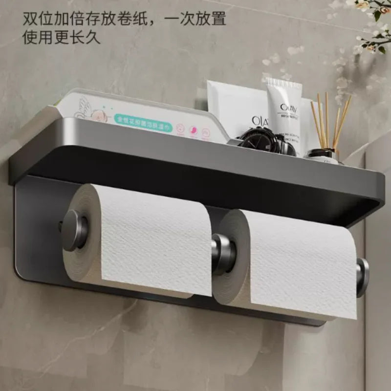 Wall Mount Aluminum Alloy Toilet Paper Roll Holder Durable Tissue Rack Bathroom Hardware Accessory