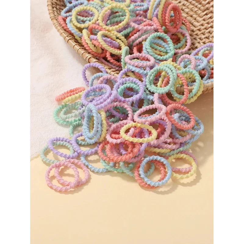 100pcs Children, Baby, Rubber Band, Girl, No Harm To Hair, Candy Colored Rubber Band, Ponytail, Headband, Tie Thumb, Headband