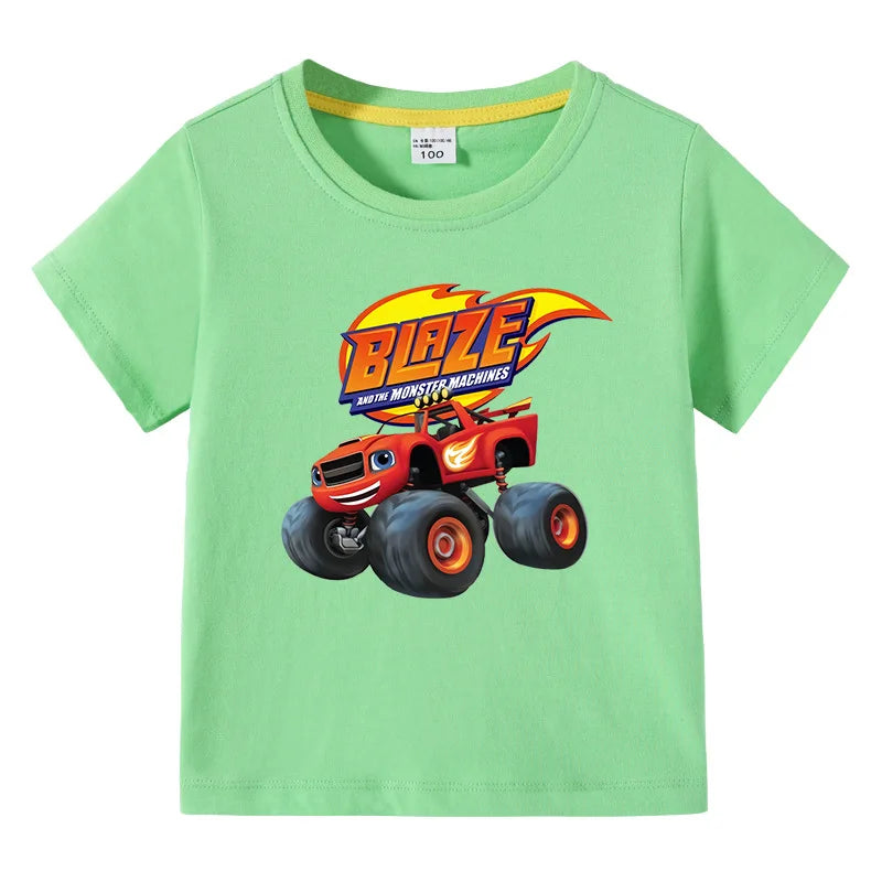 Blaze And The Monster Machines Cartoon Kids Funny T-Shirts Baby Boys Cool Summer T shirt Children Tops Girls Clothes 1-10Y