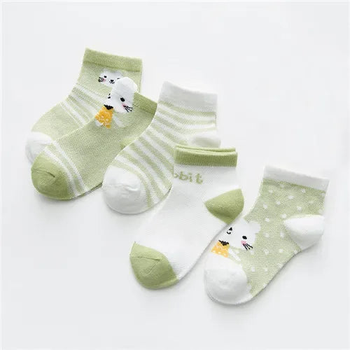 5 Pairs/Lot 0-2Yrs Baby Socks Summer Mesh Cotton Cartoon Animal Kids Socks Girls Cute Newborn Boy Toddler Socks Baby Accessories