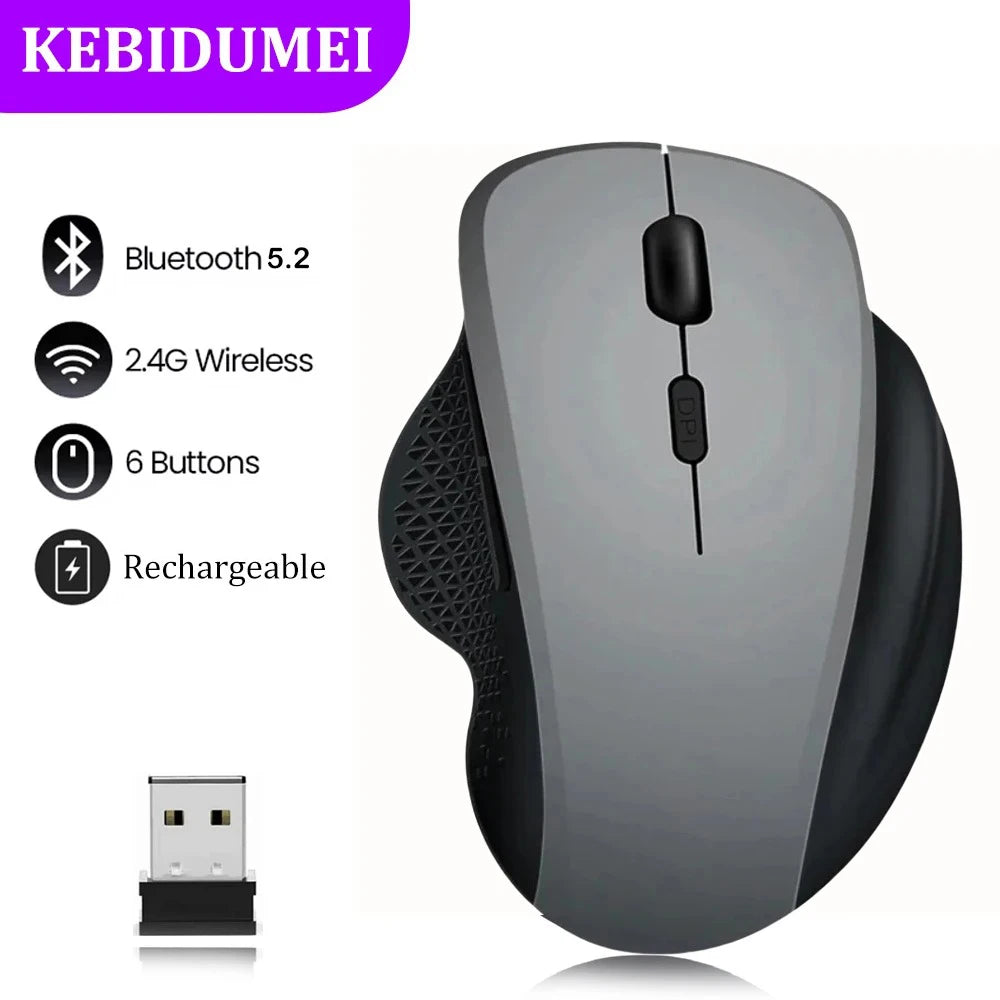 Dual-mode Bluetooth Mouse 2.4G Wireless Mouse 6 Button Ergonomic Mouse 400mAh Rechargeable Gaming Mice Silent Mouse For Laptop