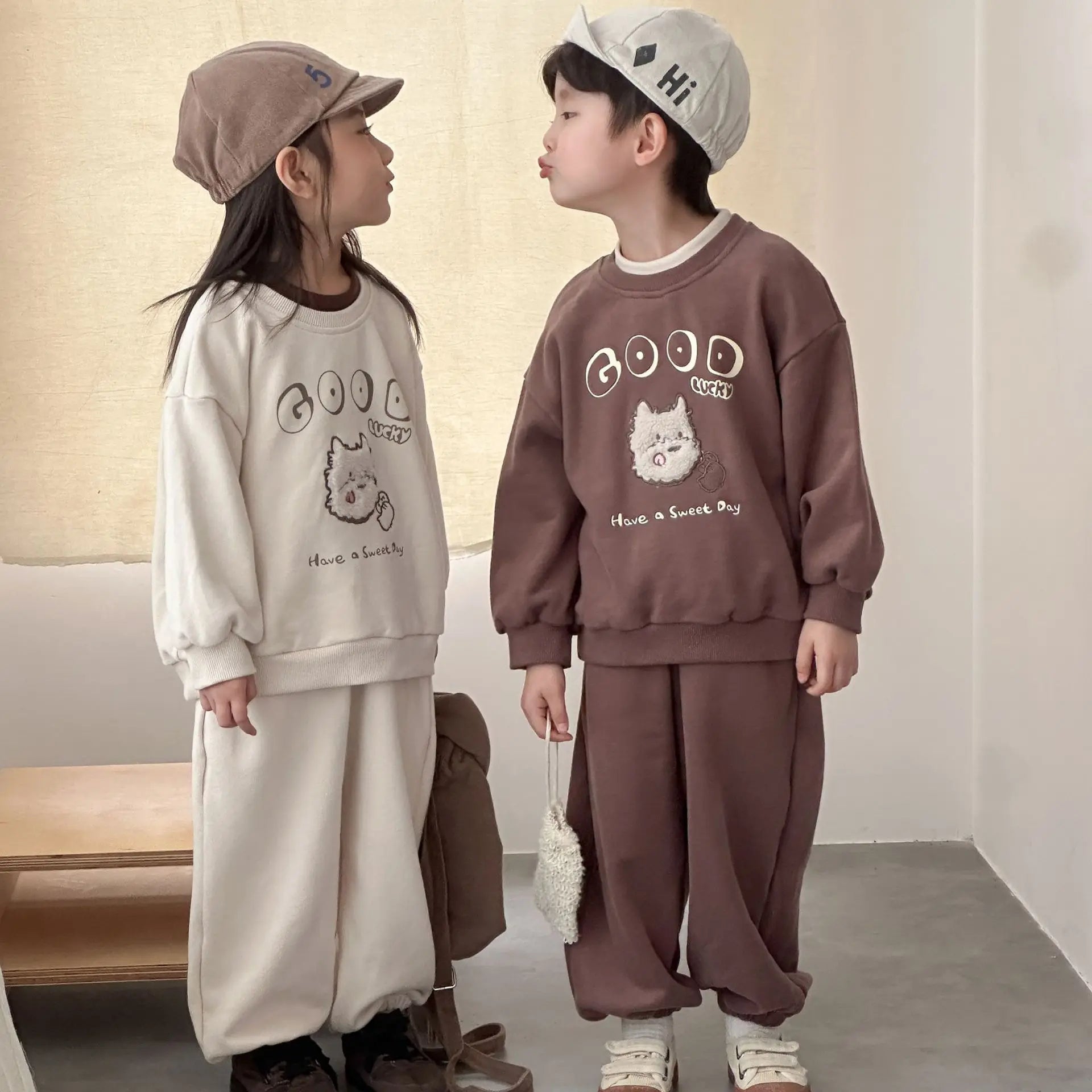 2026 Autumn New Children Long Sleeve Clothes Set Boys Girls Cartoon Sweatshirt + Pants 2pcs Suit Cotton Kids Loose Sports Set