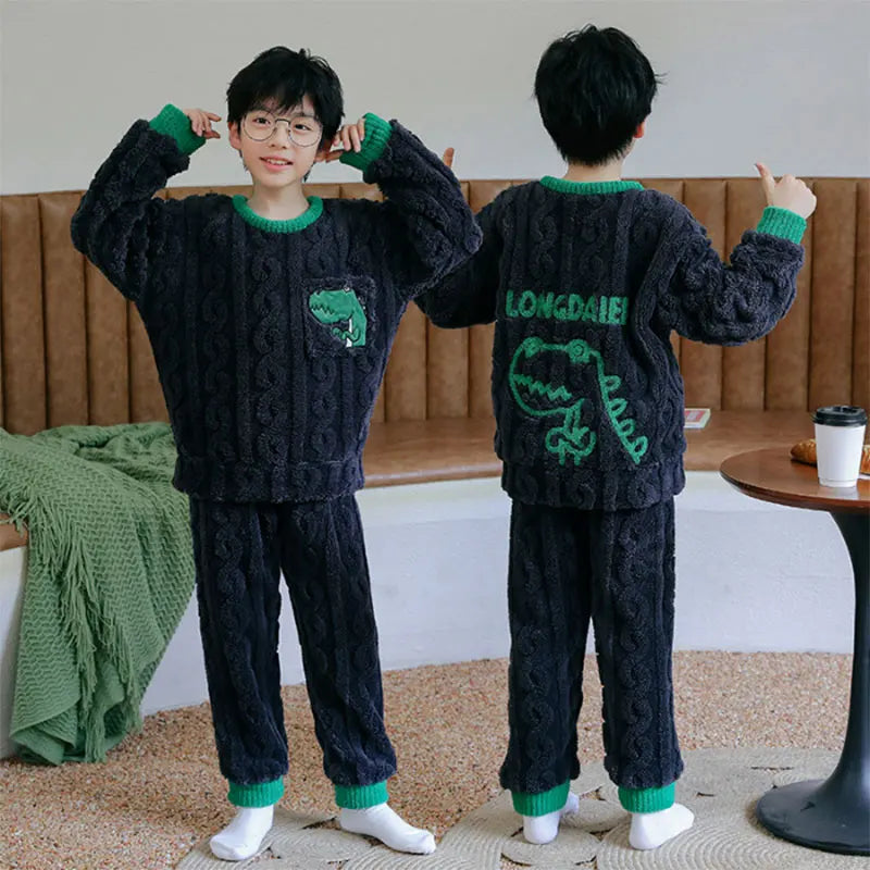 Kids Pajamas for Boys 2 3 4 5 6 7 8 9 10 11 12 14 15 Years Cotton Sleepwear Set Dinosaur Pyjamas Brown Children Pijamas Clothing