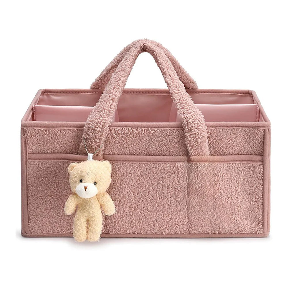 PANGDUBE Plush Baby Diaper Bag with Cute Bear Nappy Organizer Diaper Caddy Diaper Stackers & Caddies Mom Bag for Baby Things