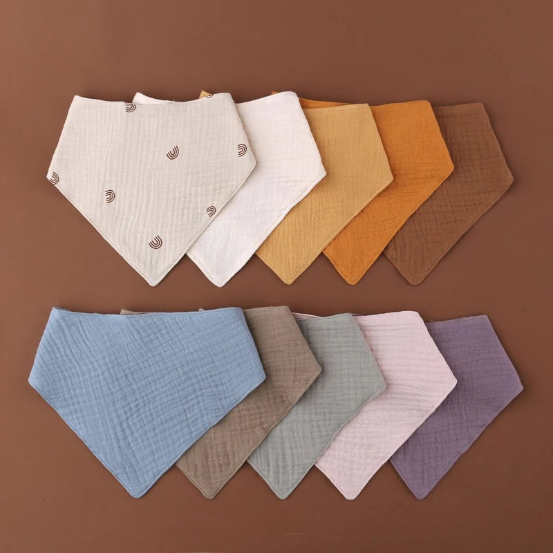 5Pcs/1pc Baby Infants Feeding Bib Soft Pure Cotton Bandana Muslin Absorbent Saliva Towel Toddler Scarf Newborn Burp
