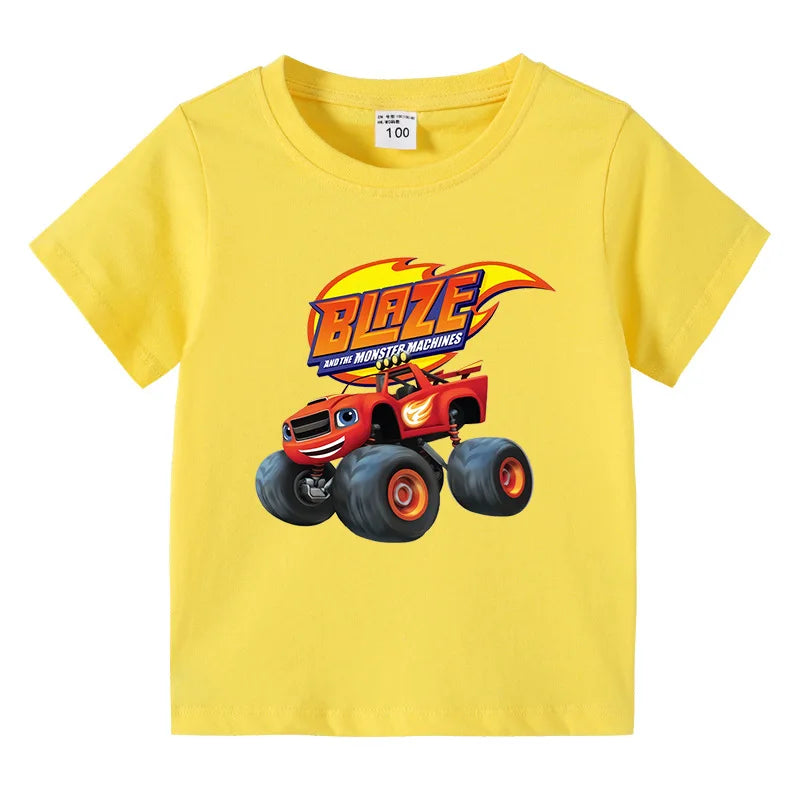Blaze And The Monster Machines Cartoon Kids Funny T-Shirts Baby Boys Cool Summer T shirt Children Tops Girls Clothes 1-10Y