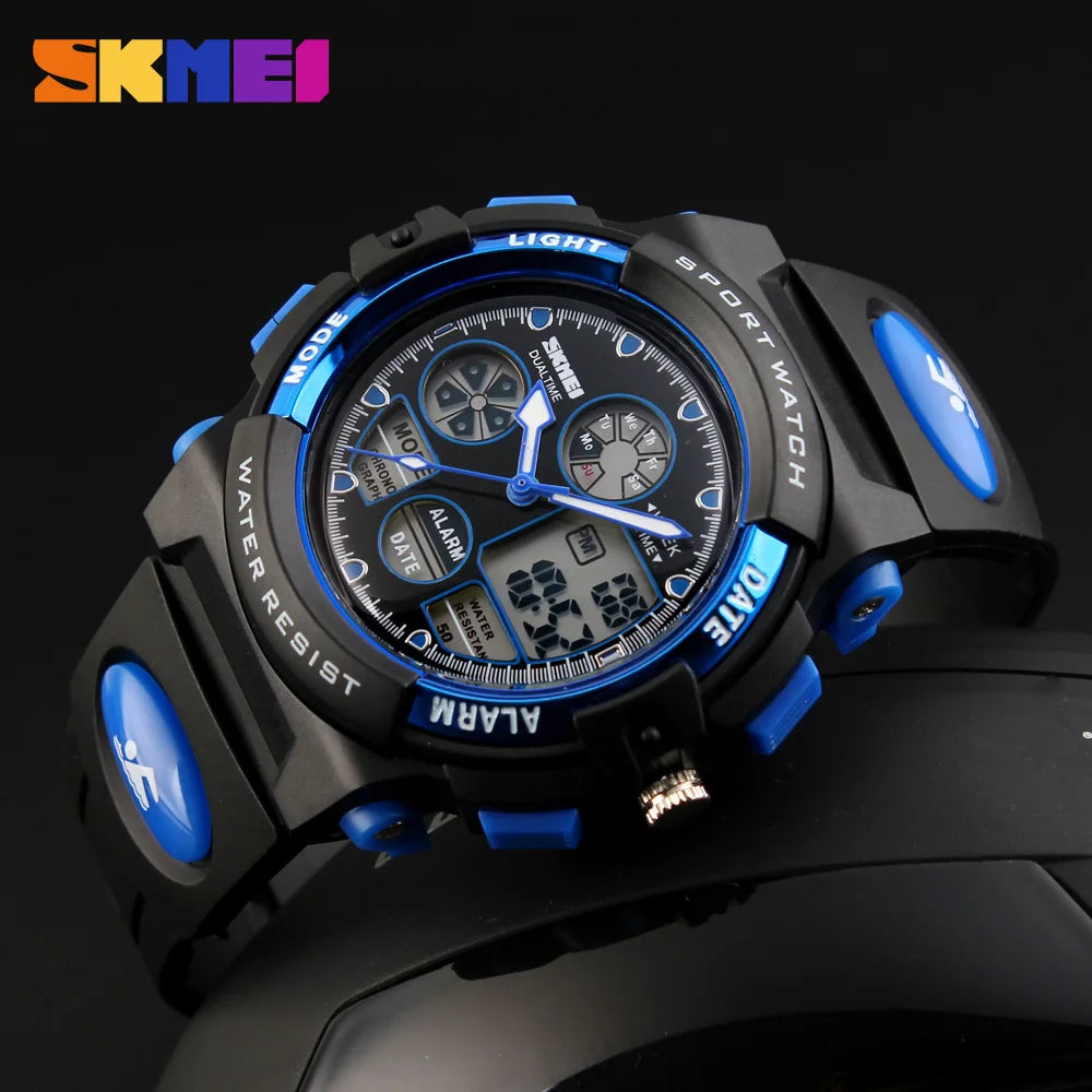 SKMEI 1163 Sport Electronic Quartz Watches for Girl Boy Military Digital Children Dual Display Waterproof Kids Wristwatches 1451