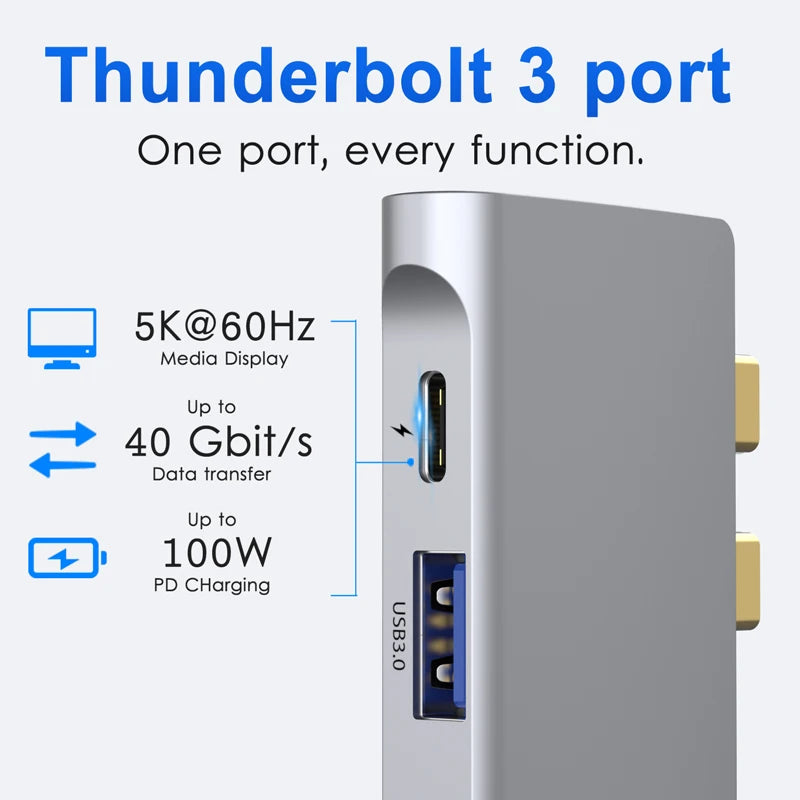 MOKiN 5 IN 2 USB 3.0 Hub 4 Ports TB3 USB HUB for Mouse, Keyboard Compatible with MacBook Pro Air Laptop Desktop Splitter